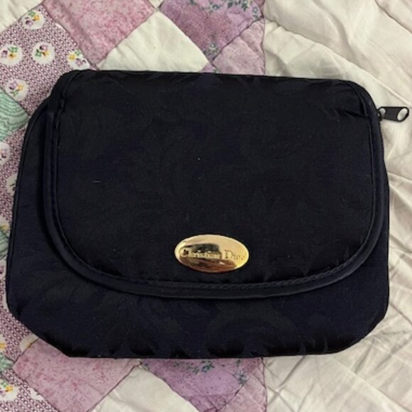 Vintage Christian Dior 90's Blue Small Clutch Makeup Bag - Picture 1 of 4